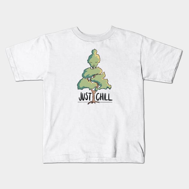 Just Chill Buddha Kids T-Shirt by Coin Road Studio